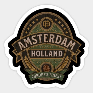 Amsterdam vintage holland retro label beer distressed Sticker